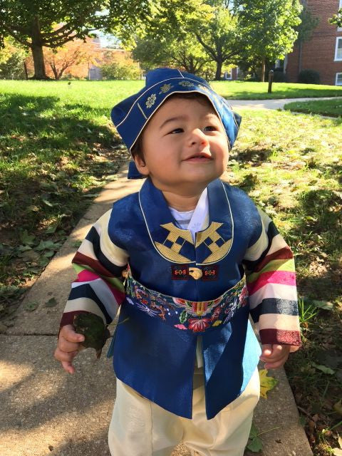 Customer Gallery: Traditional Blue and Yellow Hanbok Size 2