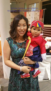 Customer Gallery: Red and Navy Hangul Baby Hanbok