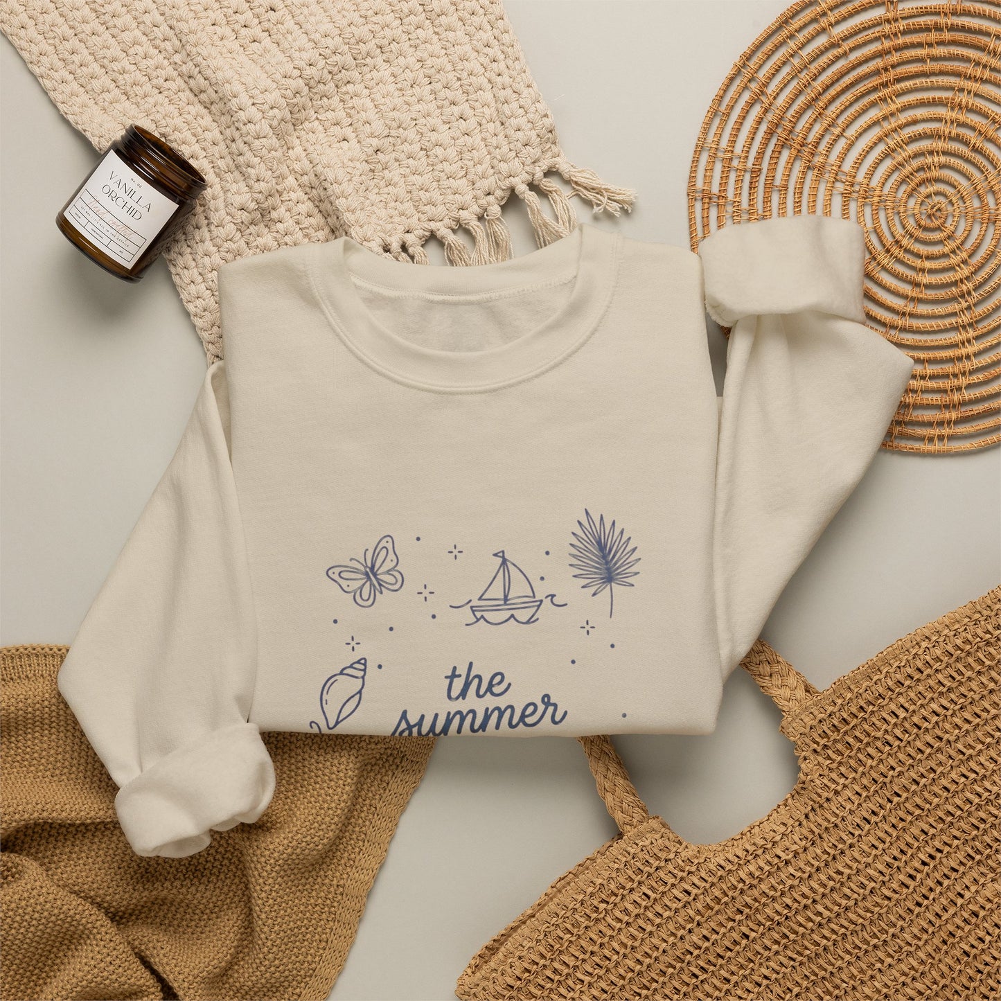 The summer I became an Umma Crewneck | beachy seashell typography, pastel milestone