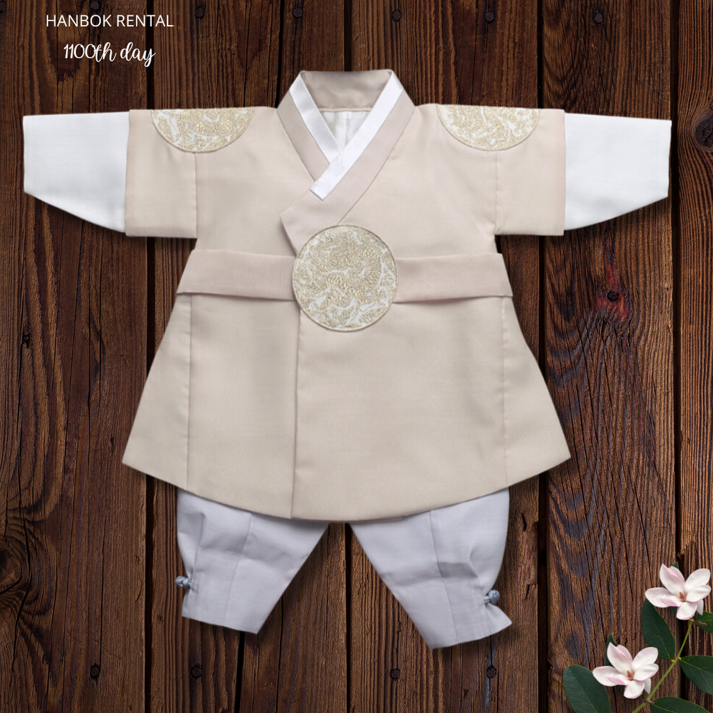 100th Day Boy Taupe Hanbok