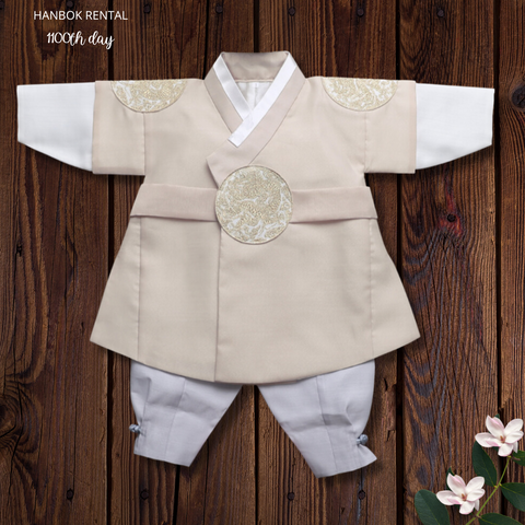 100th Day Boy Taupe Hanbok