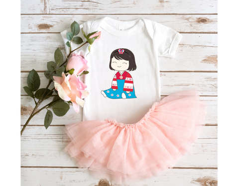 Sitting Hanbok Girl Onesie