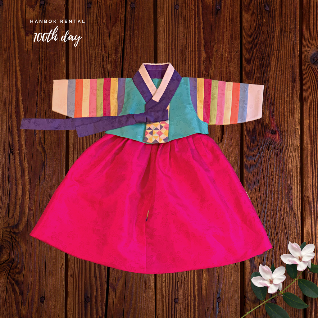 100th Day Girl Pastel Stripes Hanbok