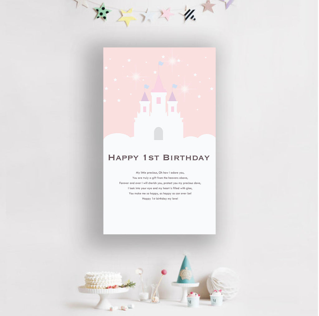 1st Birthday Cherry Pink Castle Banner