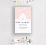 1st Birthday Cherry Pink Castle Banner