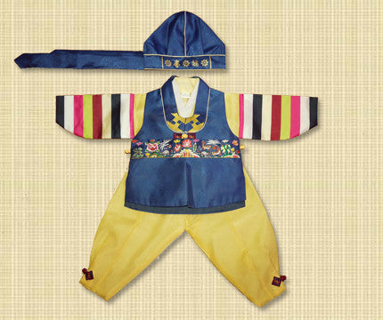 Size 4 Boy Traditional Blue and Yellow Hanbok