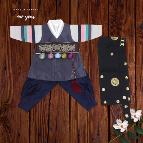 1st Birthday Boy Traditional Dolbok Prince Hanbok Plum/Navy