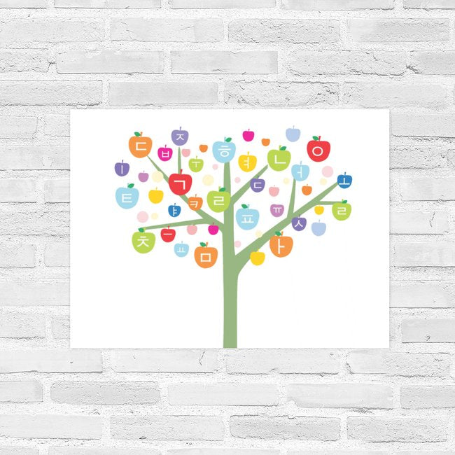 Poster Korean Hangul Alphabet Tree