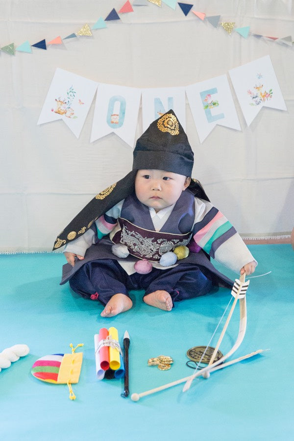 Customer Gallery: First Birthday Korean Traditional Hanbok Plum/Navy