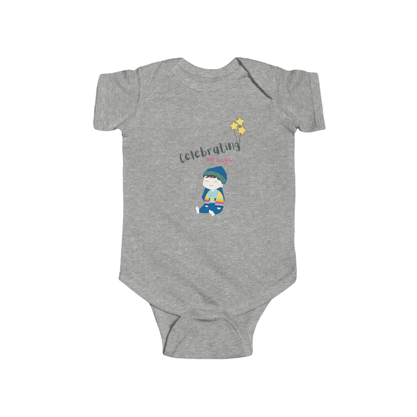 Sitting hanbok boy 100 days onesie