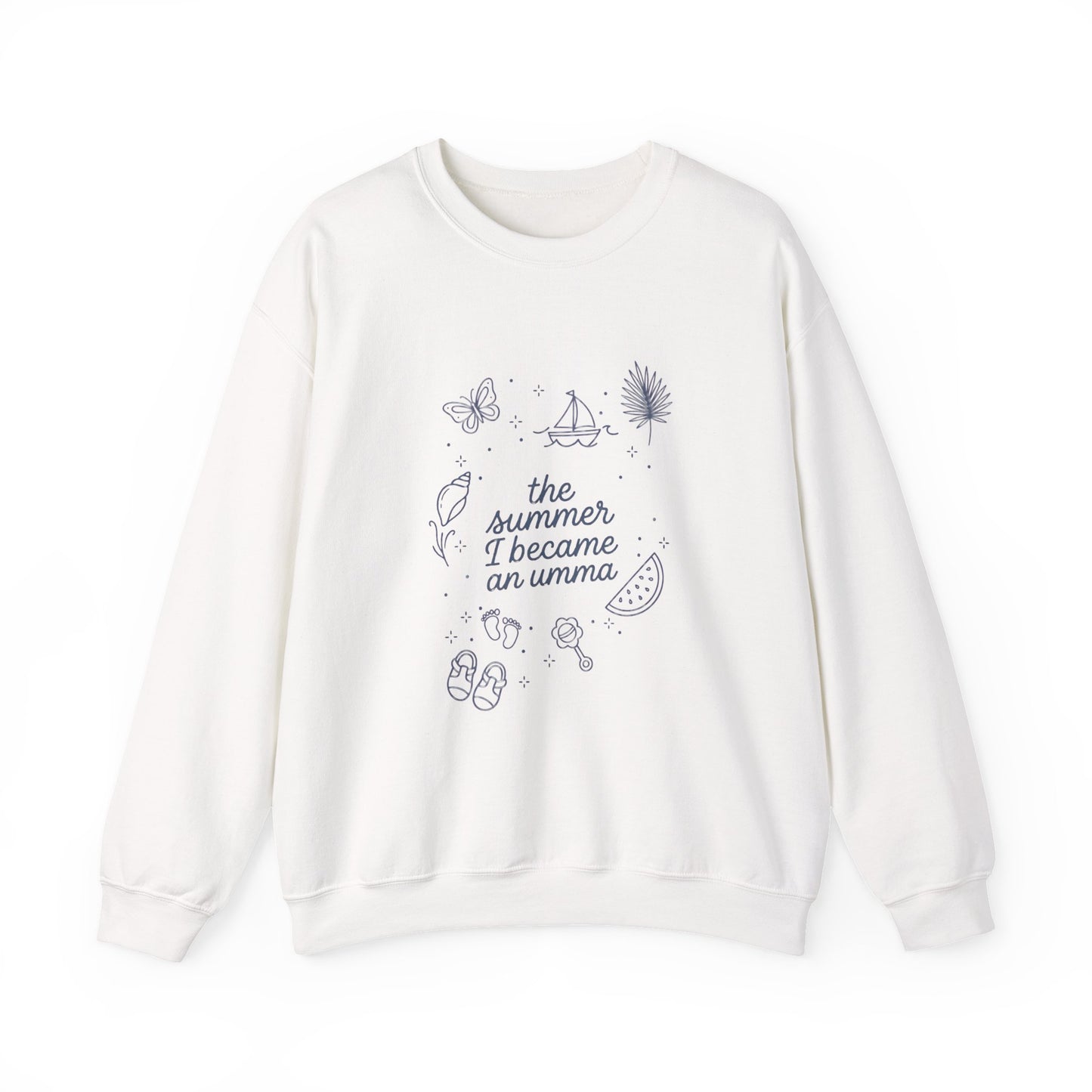 The summer I became an Umma Crewneck | beachy seashell typography, pastel milestone