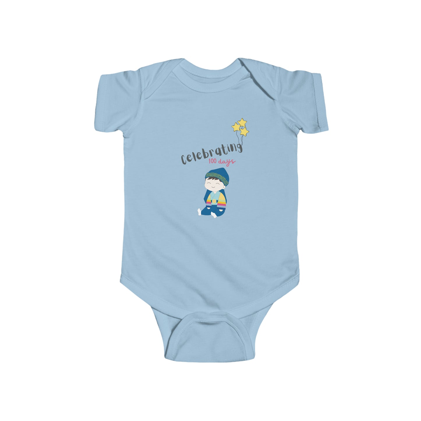 Sitting hanbok boy 100 days onesie
