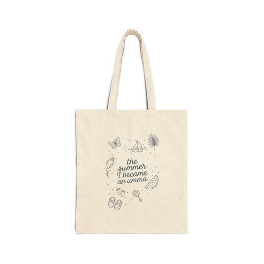 the summer I became an umma Tote | seashells, pastel beach typography