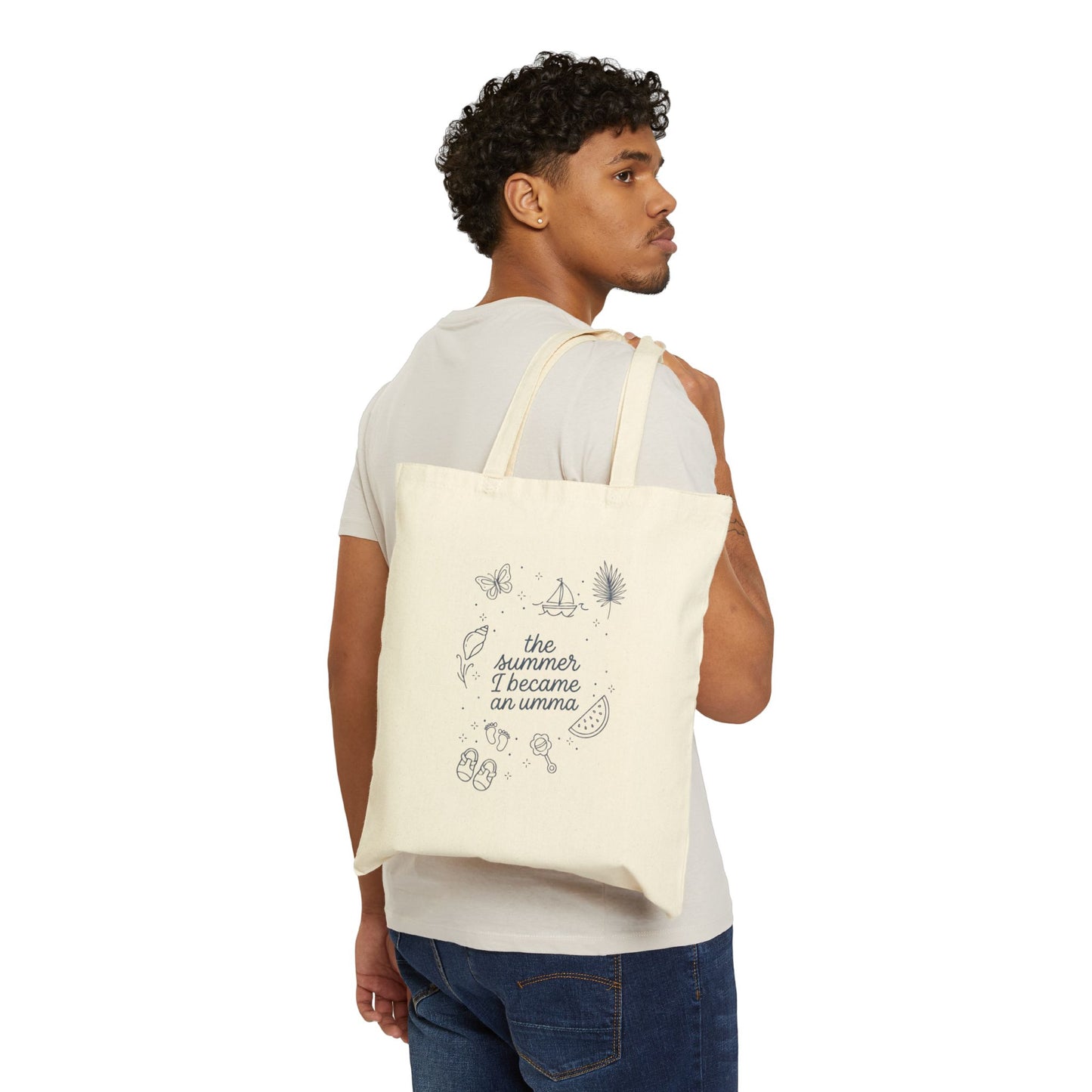 the summer I became an umma Tote | seashells, pastel beach typography