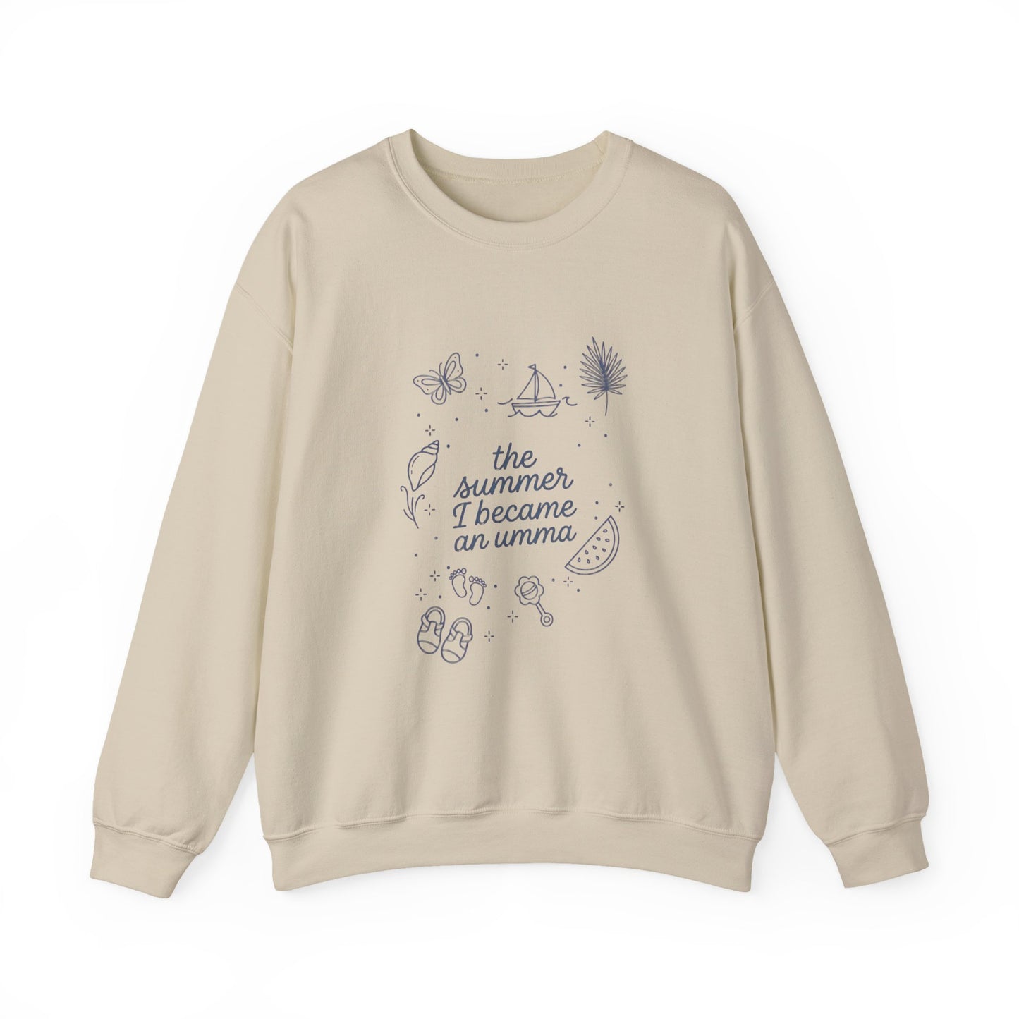 The summer I became an Umma Crewneck | beachy seashell typography, pastel milestone