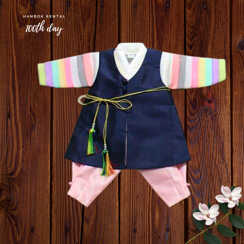 100th Day Boy Blue and Pink Traditional Prince Hanbok