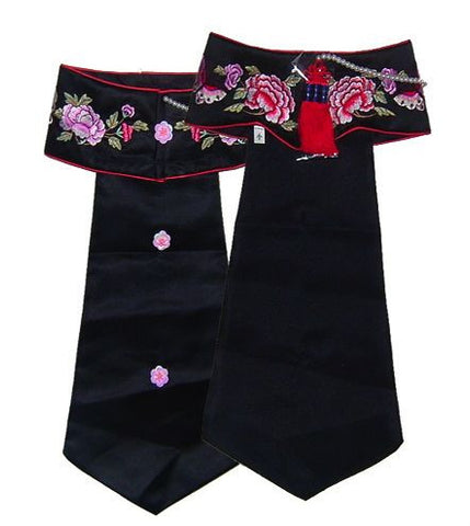 Hanbok Long Headpiece Black Floral (Size 1)