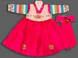1st Birthday Girl Pink Stripes Hanbok
