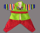 100th Day Boy Green and Red Hanbok